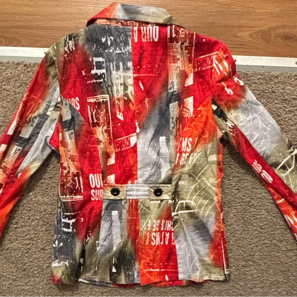 Gabrilla Molinari NWOT Women's 6 Multicolor Blazer Button Up Sleeves Never Worn - Picture 10 of 12